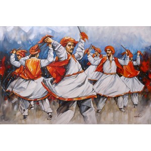 Momin Khan, 42 x 66 Inch, Acrylic on Canvas, Figurative Painting, AC-MK-062